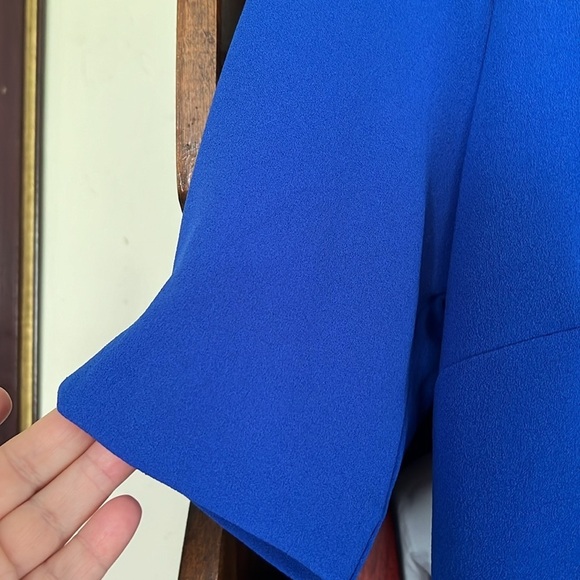 TALBOTS Solid Royal Blue Short Sleeve Shift Style Dress w/Ruffle Hem, Sz 4,NWT. - Picture 4 of 8